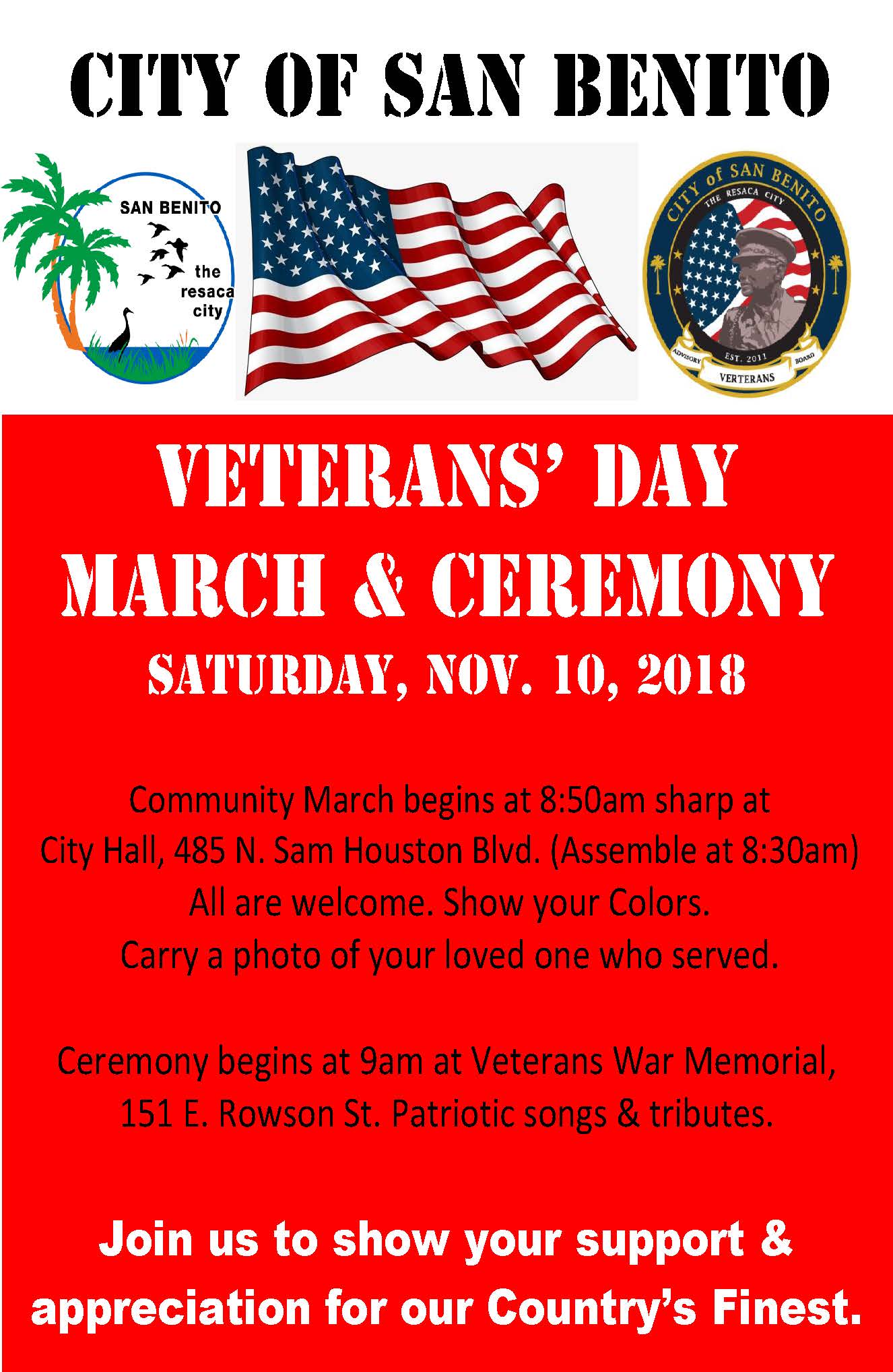 Vets Day flyer 2018