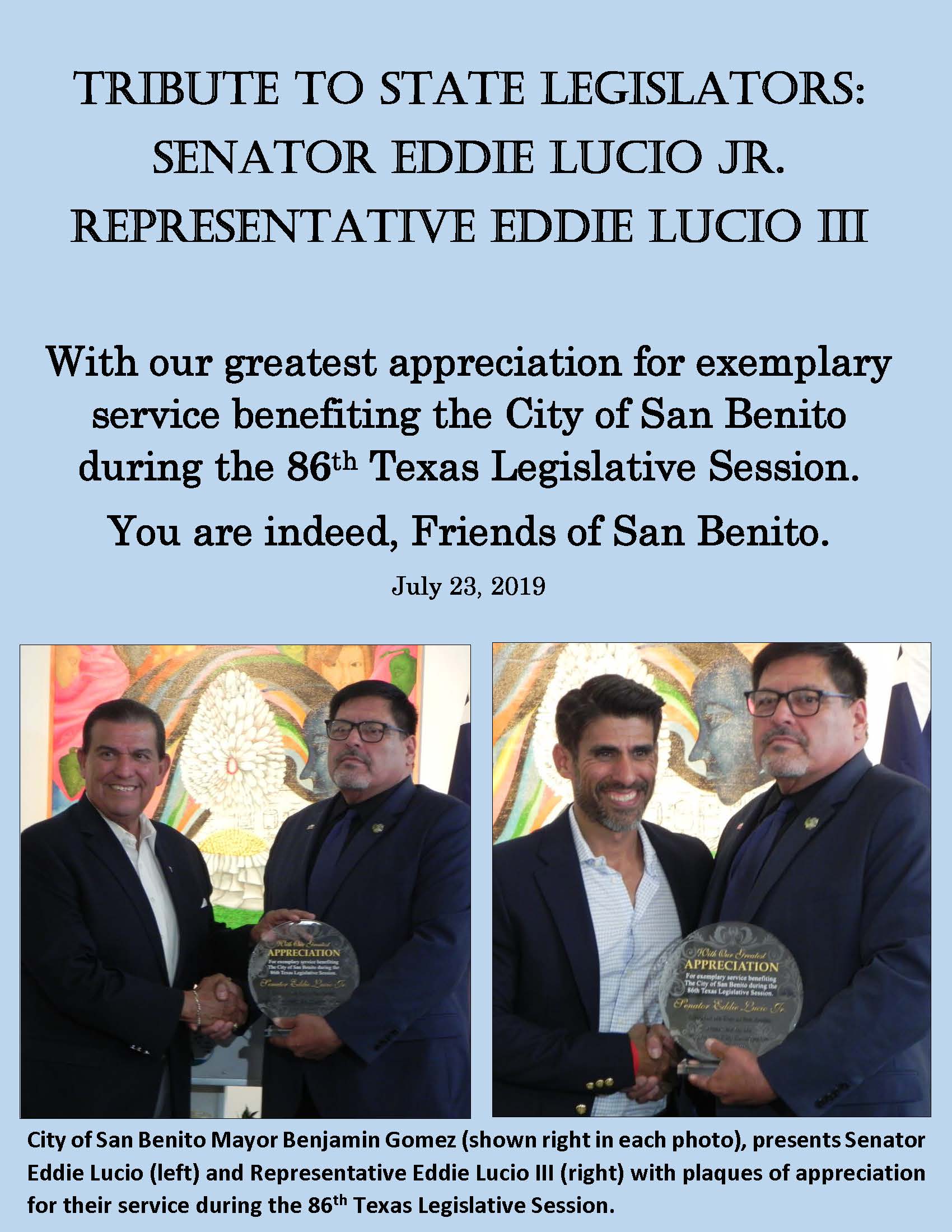 TRIBUTE TO STATE LEGISLATORS