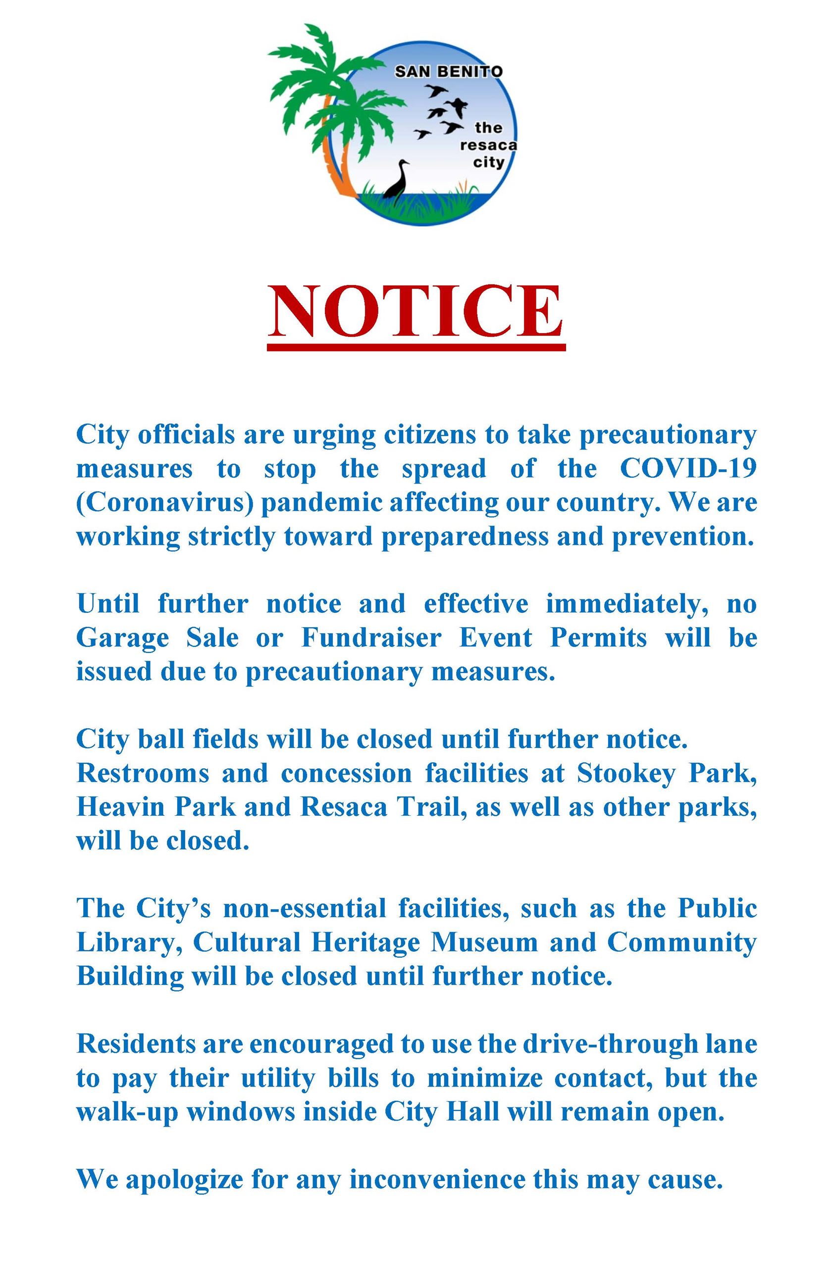 NOTICE Permit Suspension 3-16-2020