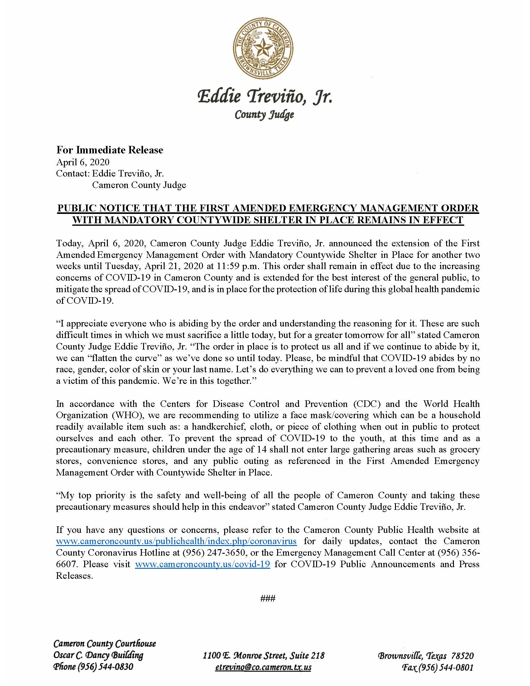 For Immediate Release