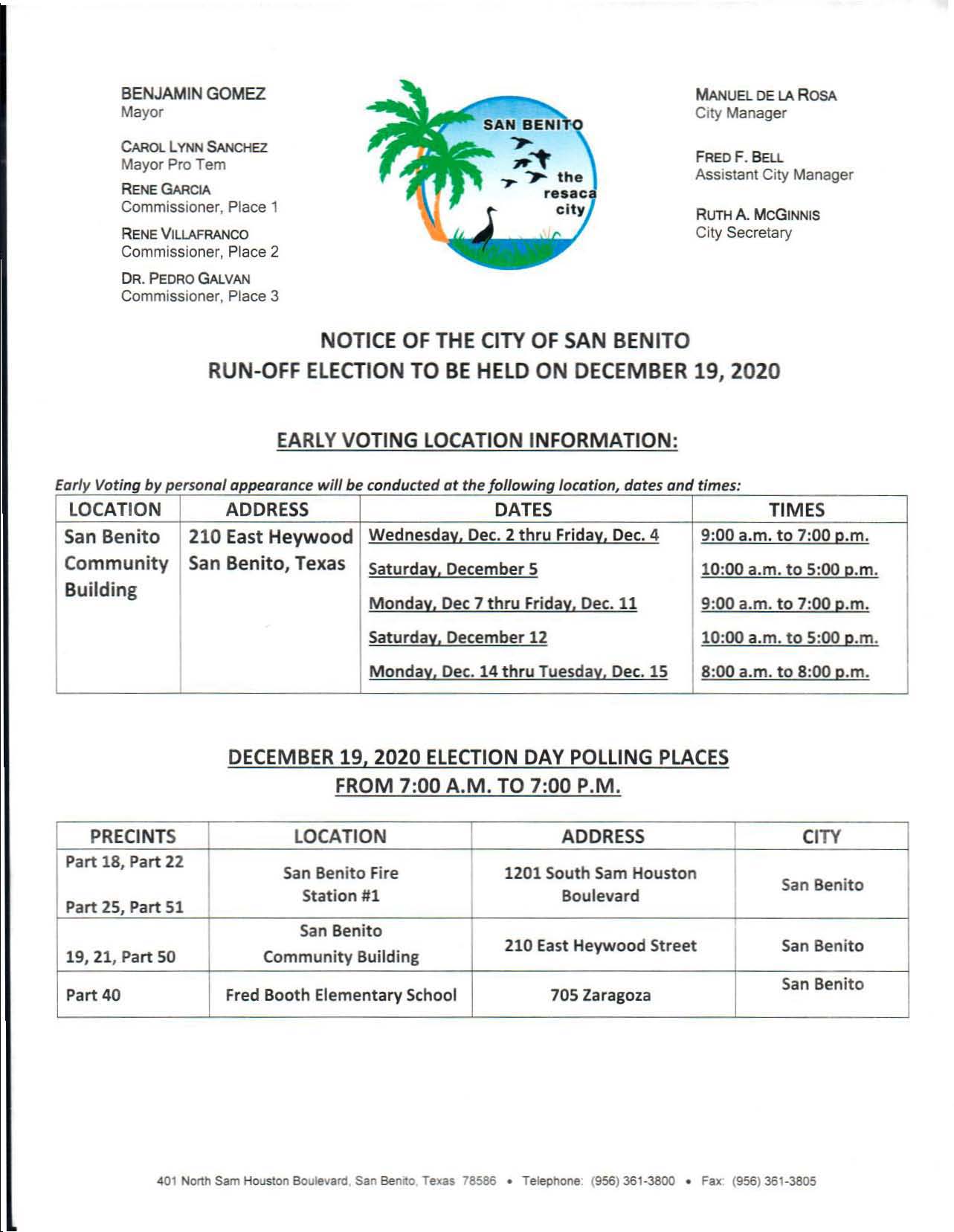COSB Run Off Election Info