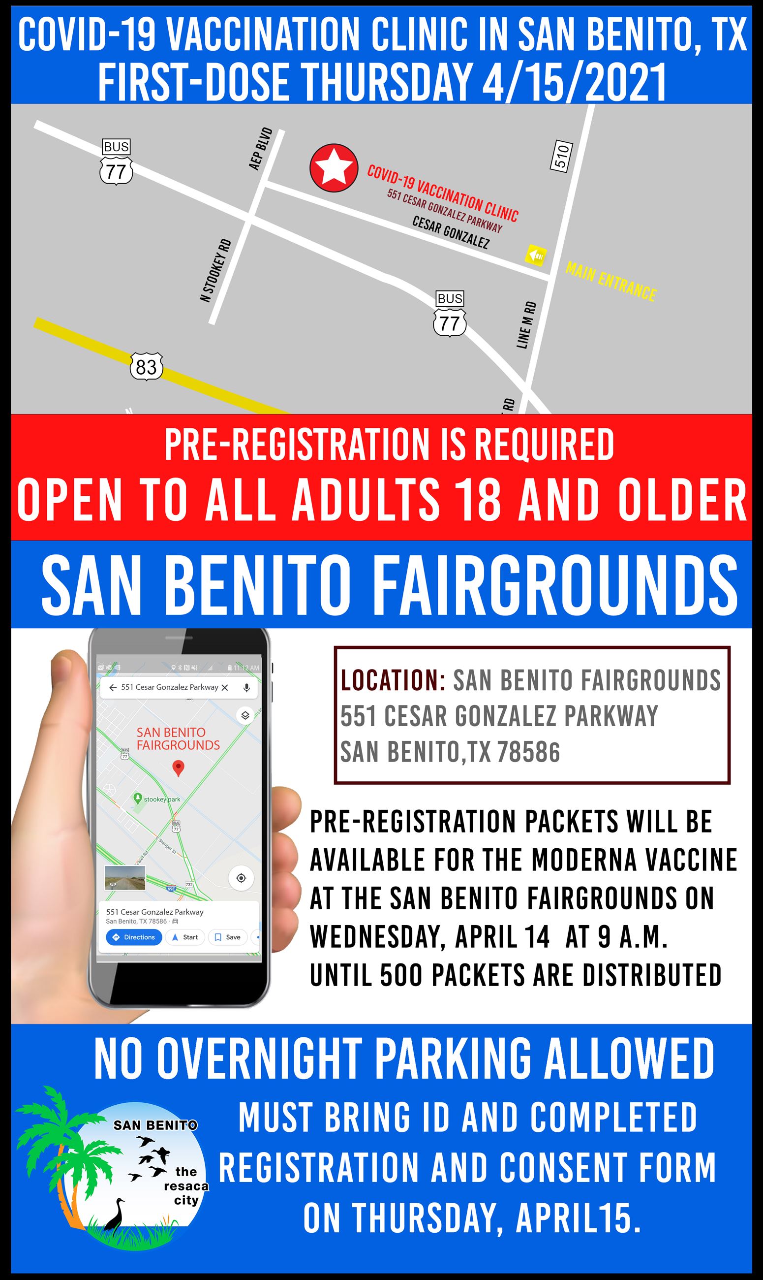 FREE COVID 19 Vaccine 1st dosage Apr 15