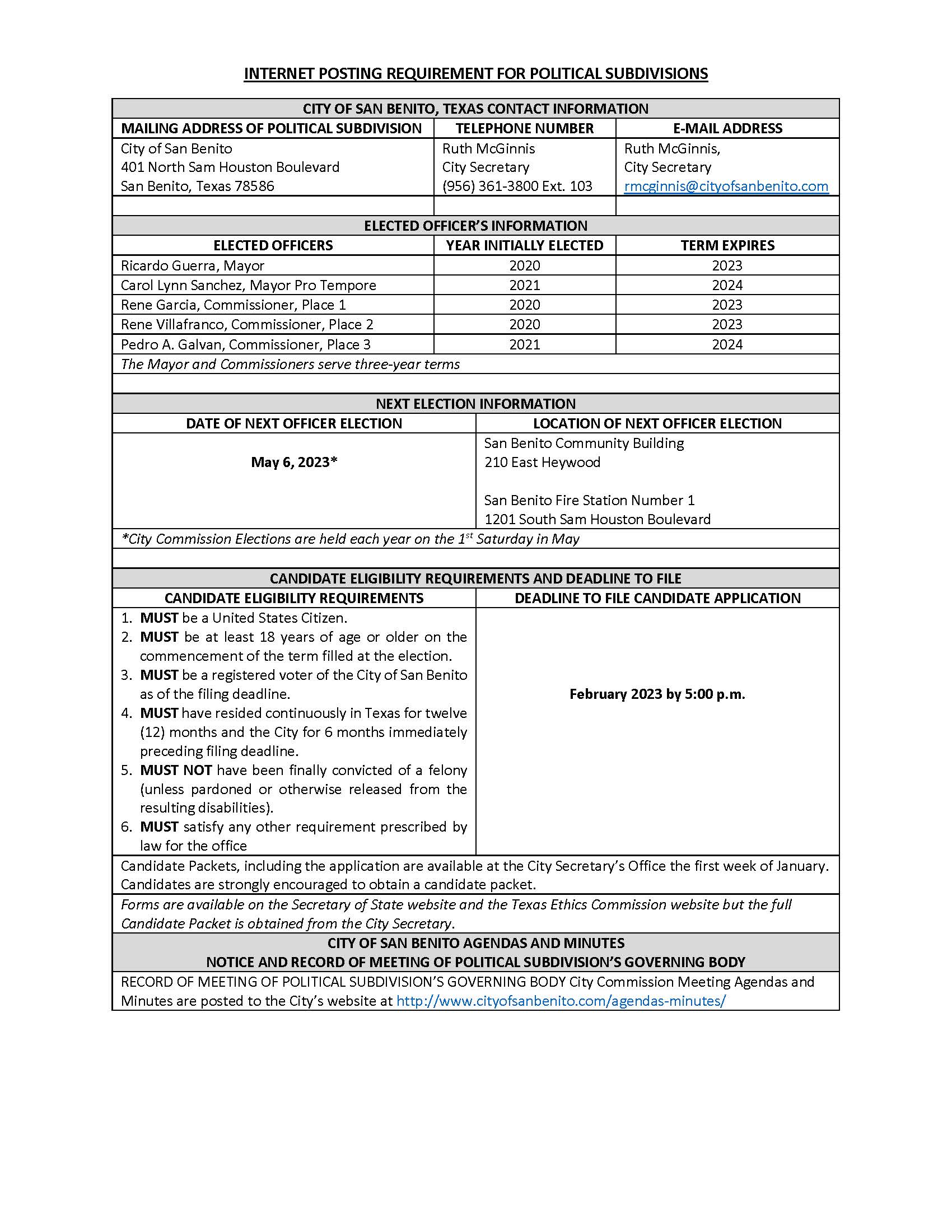 Internet Posting Requirement For Political Subdivisions