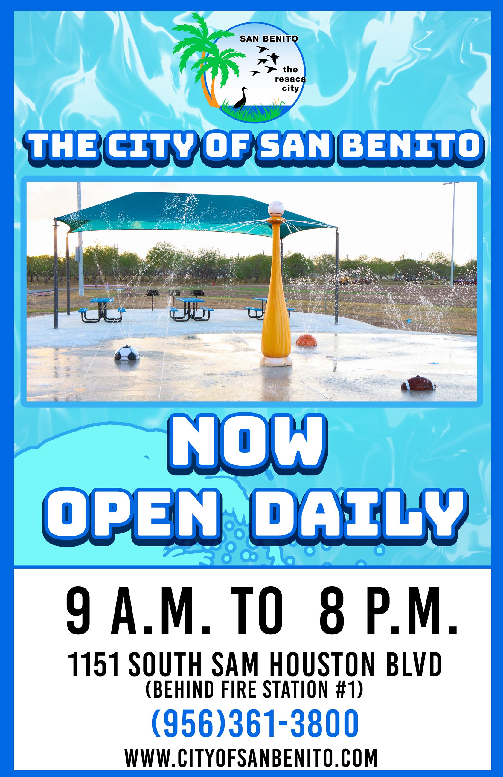 Splash Pad open daily 9am-8pm