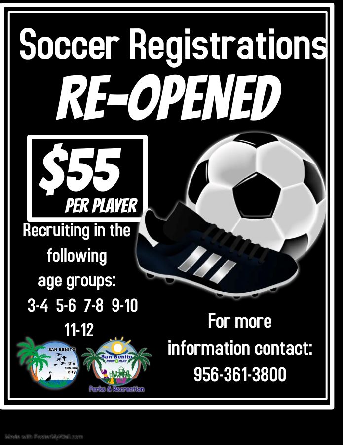 Soccer registration re-opened