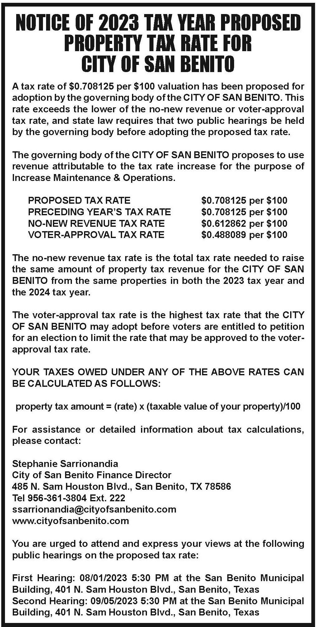 City of SB Property Tax Rate