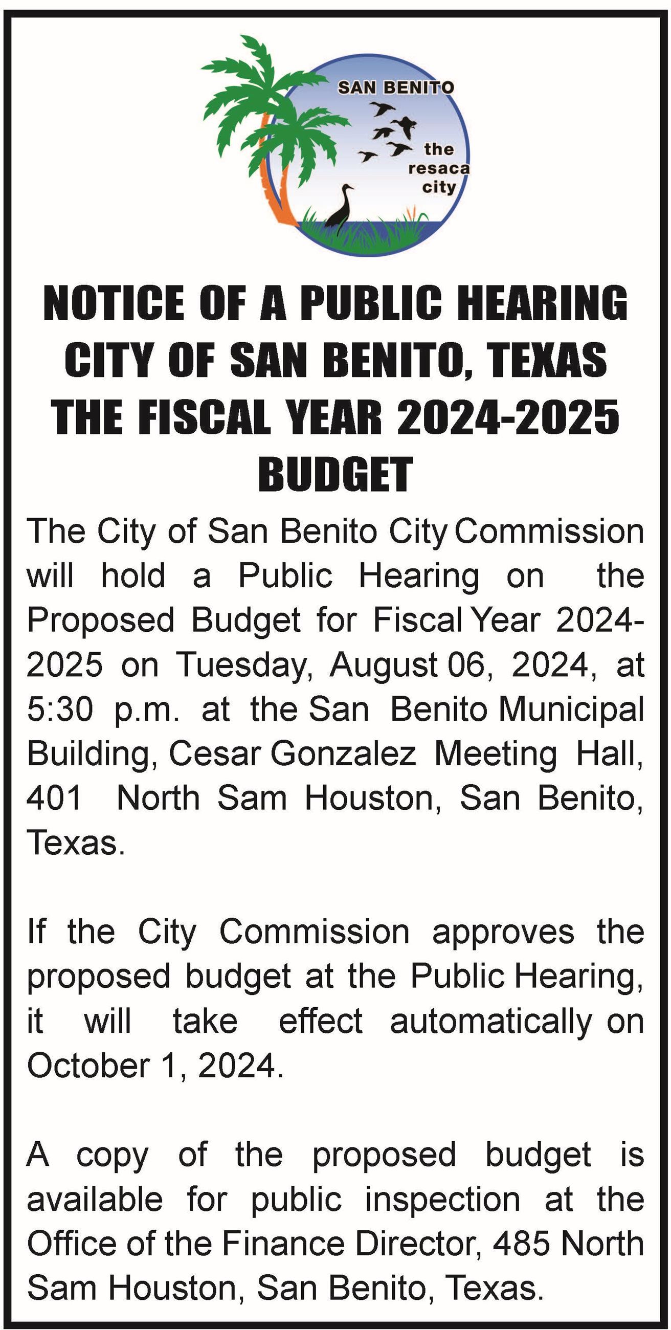 Notice of Public Hearing