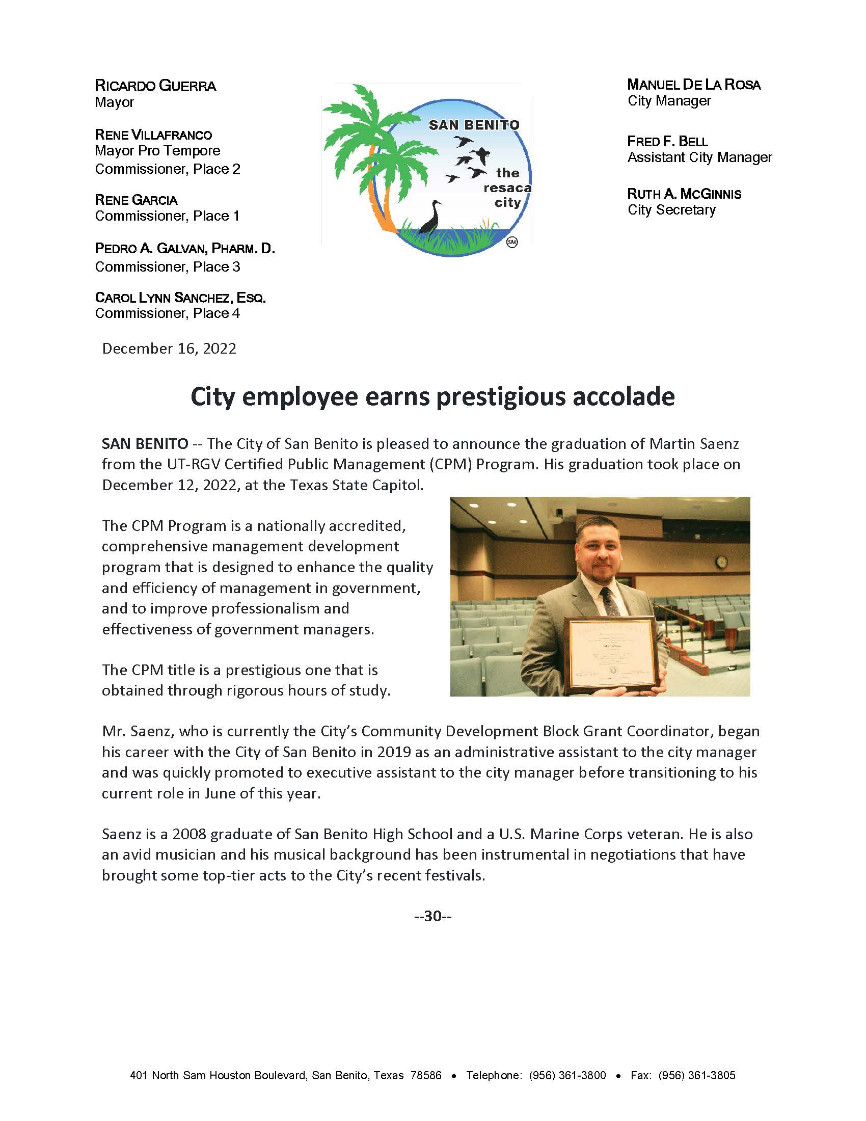 COSB News Release 12-16-22